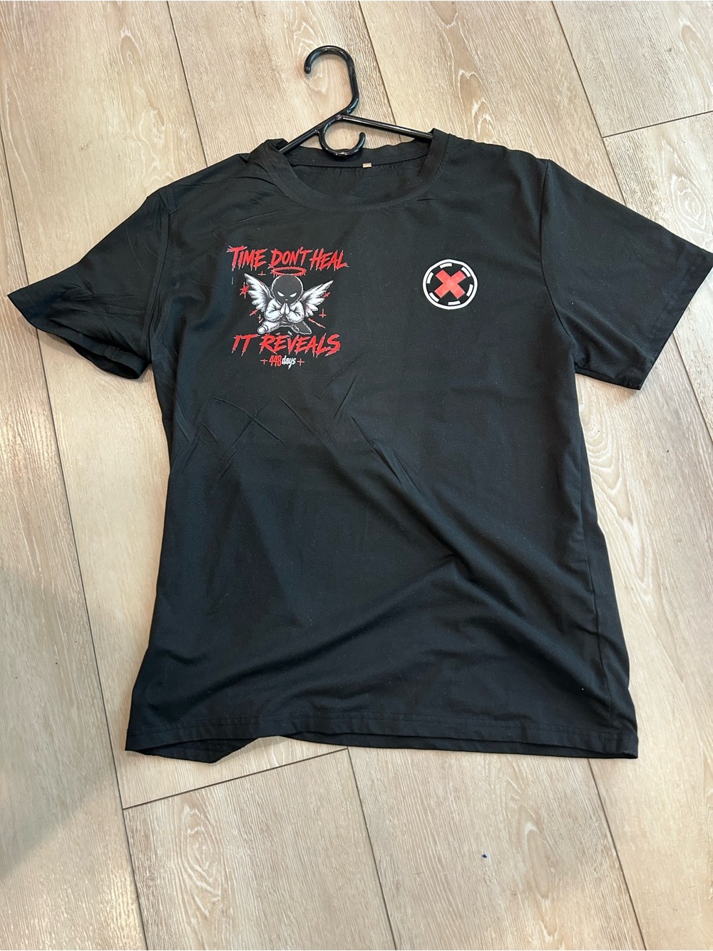 & Other Stories Black Short-Sleeve Tee with Red Graphic